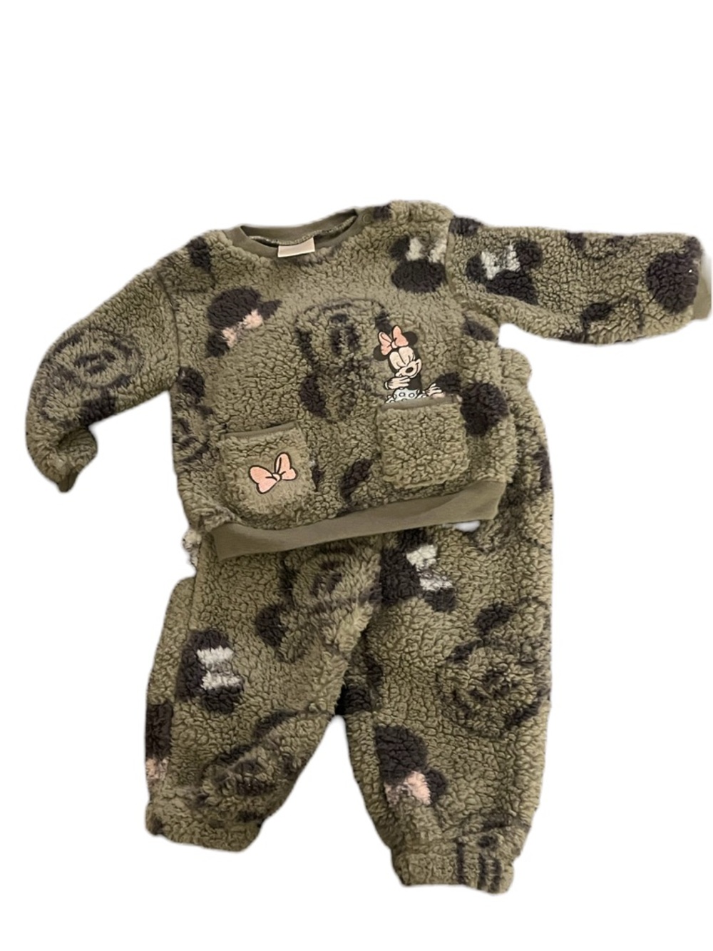 Disney Olive Green Minnie Sherpa Matching Set